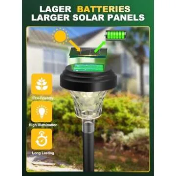 ROOR Ultra Bright Solar Lights 12 Pack, Outdoor Solar Pathway Lights, Warm White Yard Lights, IP67 Waterproof LED Garden Lights for Path Backyard Christmas Lawn Landscape Decorative