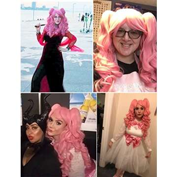 Cute Long Curly Cosplay Wig with Detachable Ponytails