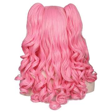 Cute Long Curly Cosplay Wig with Detachable Ponytails
