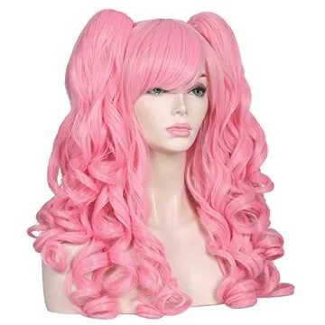 Cute Long Curly Cosplay Wig with Detachable Ponytails