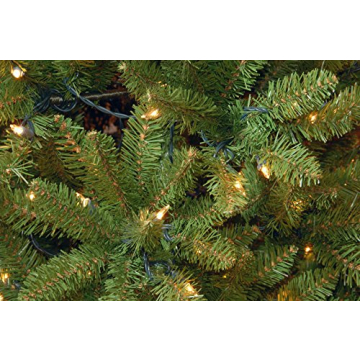 National Tree Company Artificial Pre-Lit Slim Christmas Tree, Green, Kingswood Fir, White Lights, Includes Stand, 6.5 Feet