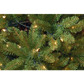 National Tree Company Artificial Pre-Lit Slim Christmas Tree, Green, Kingswood Fir, White Lights, Includes Stand, 6.5 Feet