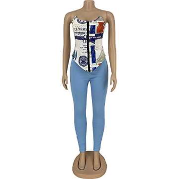 ECHOINE Women's Sexy Two Piece Outfits Spaghetti Strap Print Top Bodycon Long Pants Sets Crop Top Leggings Set Tracksuit GREEN S