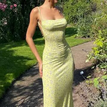 Y2k Floral Print Spaghetti Strap Bodycon Maxi Dress for Women Summer Cotton Midi Dress Sexy Backless Long Dresses Streetwear