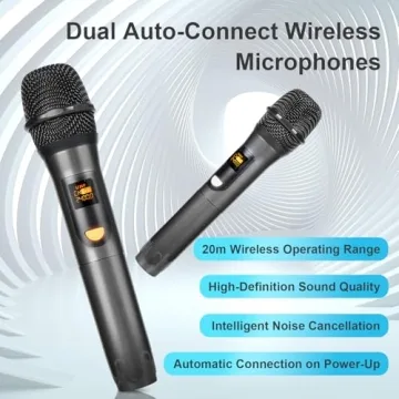 Portable Karaoke Machine with 2 Mics and LED Lights