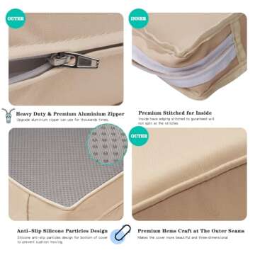 ClawsCover 6Pack Outdoor Seat and Back Cushions Replacement Covers Fit for 3 Pieces 3-Seater Wicker Rattan Patio Furniture Conversation Set Sectional Couch Chair,Light Khaki-Include Cover Only