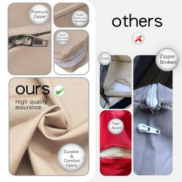 ClawsCover 6Pack Outdoor Seat and Back Cushions Replacement Covers Fit for 3 Pieces 3-Seater Wicker Rattan Patio Furniture Conversation Set Sectional Couch Chair,Light Khaki-Include Cover Only