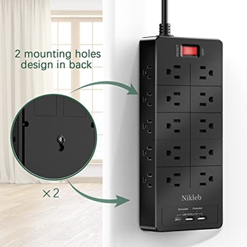23-in-1 Power Strip 20 Outlets 3 USB Ports Surge Protector