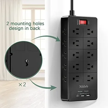 23-in-1 Power Strip 20 Outlets 3 USB Ports Surge Protector