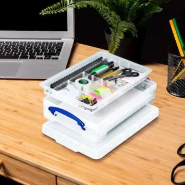 Really Useful Box 4C Plastic Stackable Storage Container with Snap Lid and Built In Clip Lock Handles for Home and Office Organization, Clear