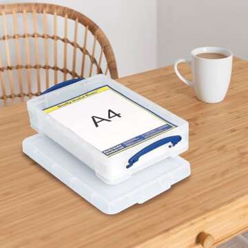 Really Useful Box 4C Plastic Stackable Storage Container with Snap Lid and Built In Clip Lock Handles for Home and Office Organization, Clear