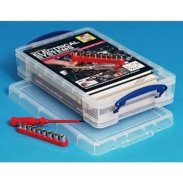 Really Useful Box 4C Plastic Stackable Storage Container with Snap Lid and Built In Clip Lock Handles for Home and Office Organization, Clear