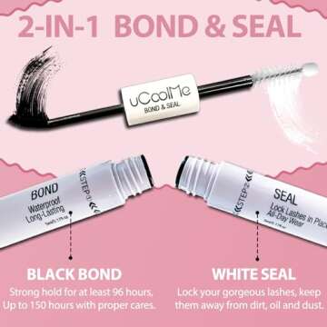 uCoolme Eyelash Glue and Lash Bond & Seal Waterproof, Cluster Lash Glue for Eyelash Extensions, 150H...