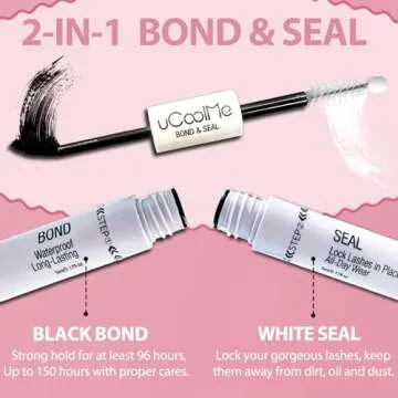 uCoolme Eyelash Glue and Lash Bond & Seal Waterproof, Cluster Lash Glue for Eyelash Extensions, 150H...