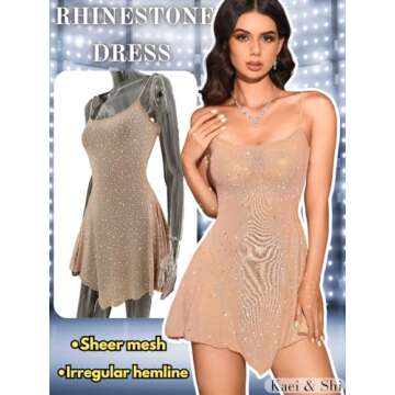 Kaei&Shi Mini Dress Outfit Sexy Birthday,Club Concert Party,Sheer Mesh Going Out,Homecoming HOCO Rhi...