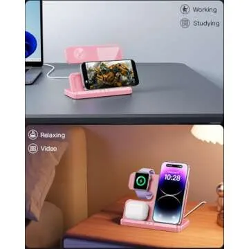 JARGOU 3 in 1 Charging Station for Apple Wireless Charger for iPhone 16 15 14 13 12 11 X 8 & for Apple Watch Charger Wireless Charging Station for Multiple Devices for AirPods 4 3 Pro