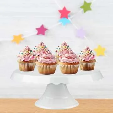 Grupo Mirandinha - Acrylic Round Slim Lace Cake Stand – Durable, Stable, and Collapsible Design – Elegance and Versatility for Cakes and Desserts – White Finish for Weddings and Special Events