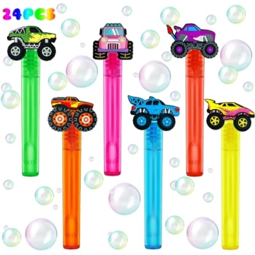 uoyoi Monster Truck Party Favors,24Pcs Truck Bubble Wands for Kids,Car Bubble Wand for Monster Truck...