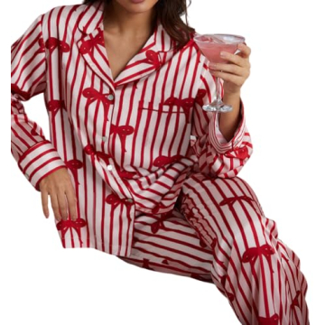 Juakoso Women Christmas Pajamas Sets - Cute Nutcracker Design, Soft Satin PJs for All Ages