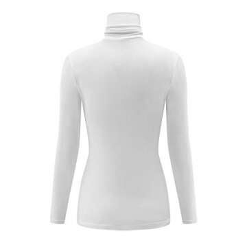 Kindcall Long Sleeve Mock Turtleneck Stretch Slim T Shirt Layer Top White Medium