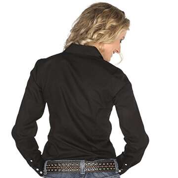 Cinch Women's Solid Long Sleeve Shirt - Perfect Fit Black XS