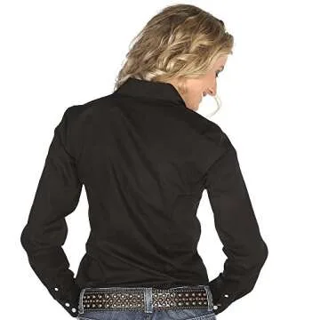 Cinch Women's Solid Long Sleeve Shirt - Perfect Fit Black XS