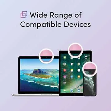 TALK WORKS Selfie Ring Light Compatible w/iPhone 15/15 Pro/15 Pro Max, 14/14 Plus/14 Pro/14 Pro Max, 13/Mini/Pro/Pro Max, Android, iPad, Laptop - Clip On LED Computer Webcam Video Lighting (Pink)