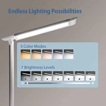 LED Desk Lamp,Eye-Caring Table Lamp with USB Charging Port, Touch Control 5 Modes 7 Brightness Levels, Foldable Office Lamp for Reading, Study, Eye Caring Light, Energy Efficient LED