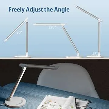 LED Desk Lamp,Eye-Caring Table Lamp with USB Charging Port, Touch Control 5 Modes 7 Brightness Levels, Foldable Office Lamp for Reading, Study, Eye Caring Light, Energy Efficient LED