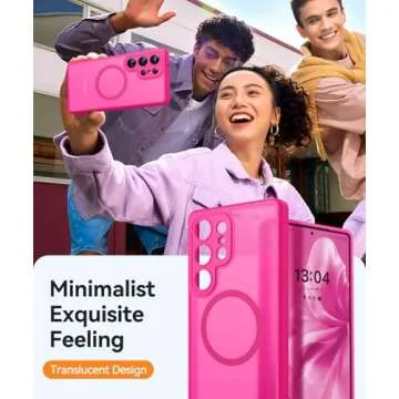 CANSHN Designed for Samsung Galaxy S25 Ultra Case (2025) [Full Camera Protection] [Compatible with Magsafe] Translucent Matte Back Protective Phone Cover, Hot Pink