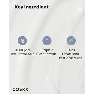 COSRX Hyaluronic Acid Moisturizing Cream, Long-lasting Hydration, Rich Moisturizer for Sensitive Skin 3.52 oz / 100g, Korean Skin Care, Animal Testing Free, Parabens Free
