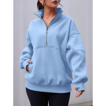 AUTOMET Women's Cozy Half Zip Oversized Sweatshirt