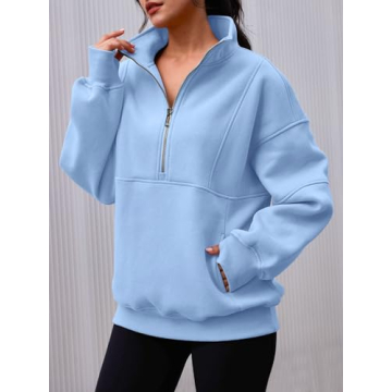 AUTOMET Women's Cozy Half Zip Oversized Sweatshirt