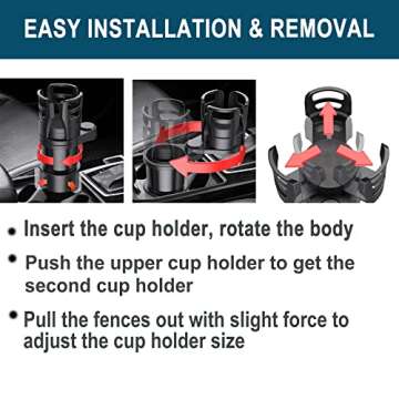 Dual Car Cup Holder Expander for Extra Capacity