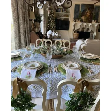 Ridhi Steel Blue Cotton Tablecloth for Elegant Dining