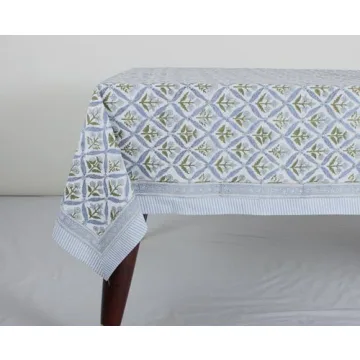 Ridhi Steel Blue Cotton Tablecloth for Elegant Dining