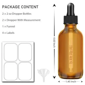 Bumobum Dropper Bottle 2 oz, Leakproof Amber Glass Set