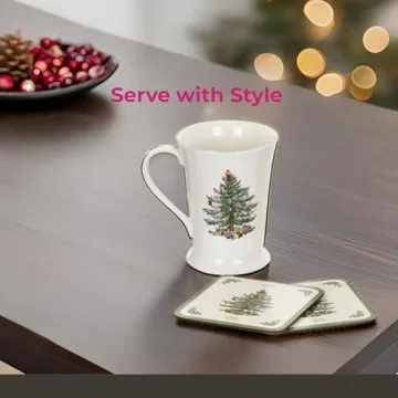 Spode Christmas Tree Mug and Coaster Set for Holiday Joy