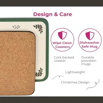 Spode Christmas Tree Mug and Coaster Set for Holiday Joy