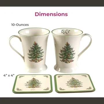 Spode Christmas Tree Mug and Coaster Set for Holiday Joy