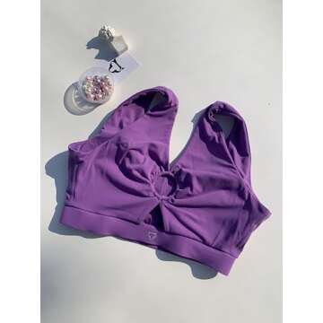 TomTiger Women Sports Bra High Impact with Removable Padded Activewear Tank Tops for Yoga Workout Fitness (Purple, M)