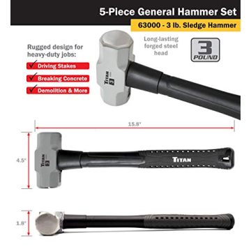 Titan 63125 5-Piece Hammer Set for All Levels