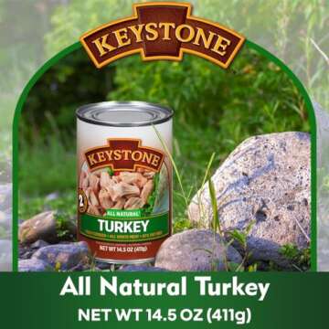 Keystone All Natural Canned Turkey 14.5 Oz Fully Cooked | No Water Added | Ready to Meat | Quick Mea...
