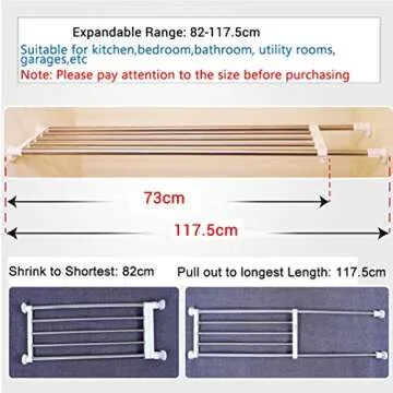 BAOYOUNI Expandable Closet Tension Shelf Rod Organizer Adjustable Storage Rack Heavy Duty Clothes Hanger Metal Space Saving Divider for Bathroom Kitchen Cupboard Wardrobe Bookshelf 32''-46'', Ivory