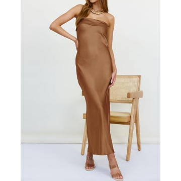 Stunning Satin Summer Maxi Dress for Weddings