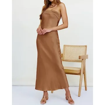 Stunning Satin Summer Maxi Dress for Weddings