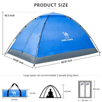 CAMEL CROWN Tents for Camping 2/3/4/5 Person Camping Dome Tent, Waterproof,Spacious, Lightweight Portable Backpacking Tent for Outdoor Camping/Hiking