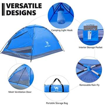 CAMEL CROWN Tents for Camping 2/3/4/5 Person Camping Dome Tent, Waterproof,Spacious, Lightweight Portable Backpacking Tent for Outdoor Camping/Hiking