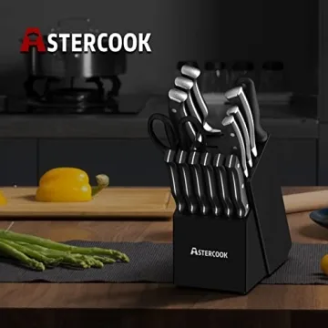 Astercook 15-Piece Kitchen Knife Set with Block