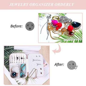 misaya Small Jewelry Box for Women Travel Jewelry Organizer for Necklace Earring Rings Jewelry Holder Case, Birthday & Back To School Gift, Primrose Pink